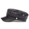 Fashionable M Decorated PU Leather Navy Cap Women Outdoor Leisure Travel Hat Flat Top Beret Caps Painter Newsboy Hats Ivy