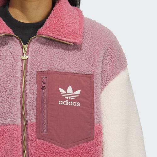adidas Originals Colorblock Stand Collar Sports Jacket for Women - Layered Pink