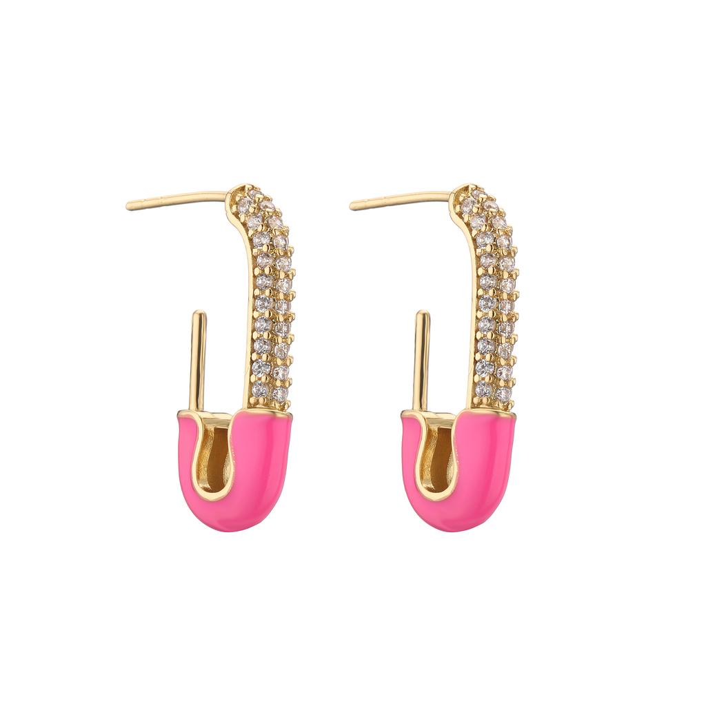 HECHENG,1 pair,Colorful Dropping Oil Earrings,Safe Pin Design Zircon,CZ Ear Stud,For Women