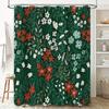 Green Floral Shower Curtain Decor Waterproof Fabric Bath Room Decoration for Home Bathroom Red White Flowers Green Leaf Pattern