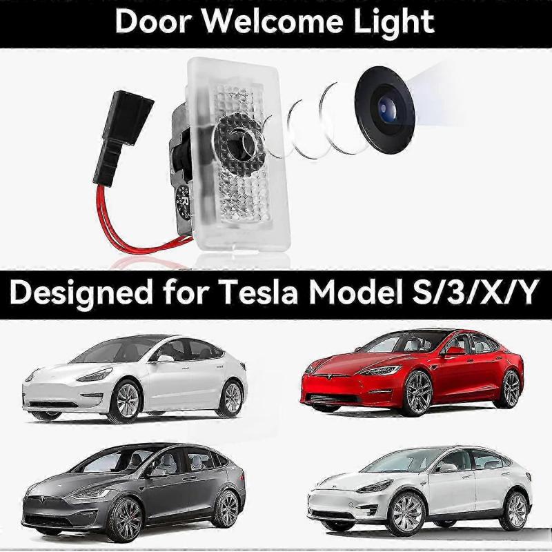 Tesla Car Door Light Projector for Model 3, Model Y, Model S, Model X - 4 Pcs/Pack