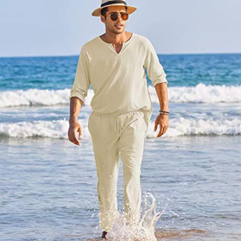 

Летний мужской повседневный однотонный эластичный комплект из хлопка и льна с карманами XXXXL хаки