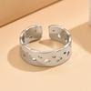 Unisex Stainless Steel Geometric Hollow Adjustable Open Ring