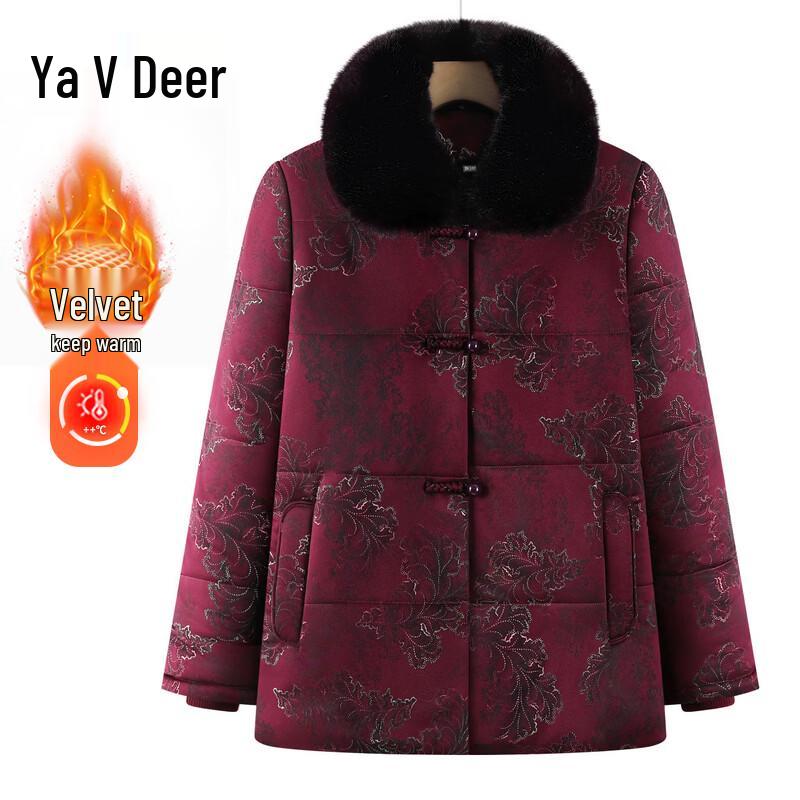 Yalu Women s Plush Lined Winter Fur Collar Coat 5XL