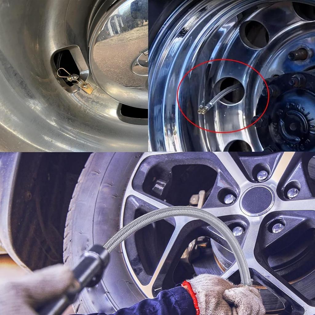 8 Pieces Tire Valve Extension, 2 Pieces Dual Tire Valve Extension Valve Stem Installation Tool with 6Pcs 45 90 135 Degree Brass Valve Stem Extender