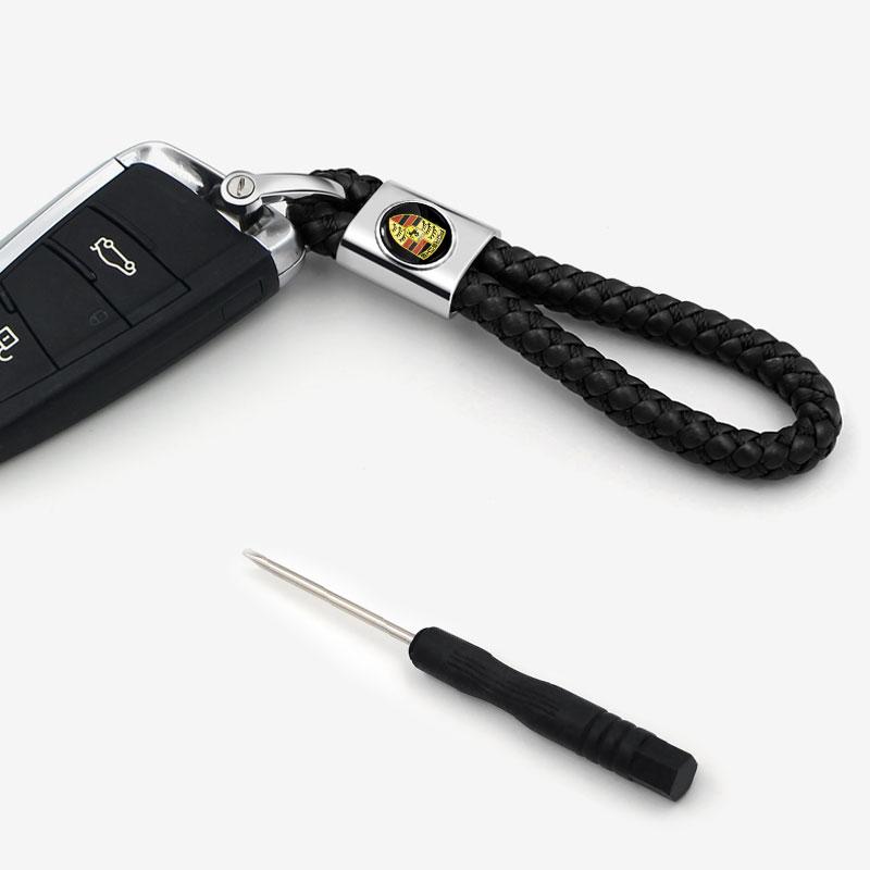 1Pcs Car Key Chain Key Ring Key Lanyard Car Emblem Styling For Porsche Boxster Cayenne Panamera Macan Cayman 911 918 996 917 991