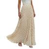 Women Vintage Polka Dot Print Pleated Maxi Skirt Holiday Style High Waist Flowy A Line Skirt for Casual and Everyday Wear