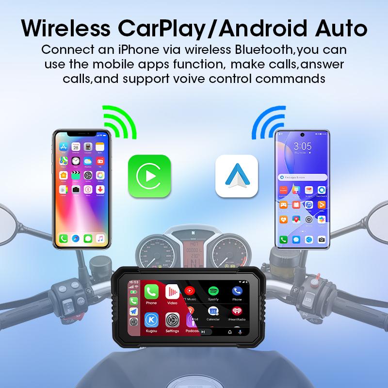 5/6.25 inch TPMS GPS Navigation Motorcycle IPX7 Waterproof Carplay Display Screen Portable Moto Wireless Android Auto Monitor