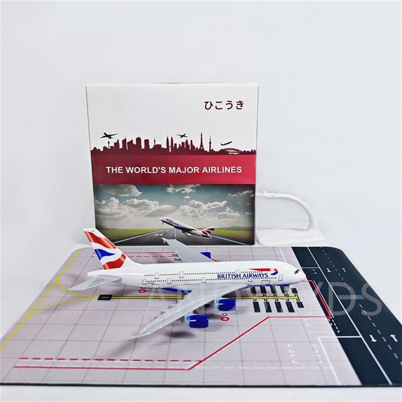 Metal Aircraft 20cm A380 British Airways 1/400 Scale Model Diecast Alloy Airplane 380 Aviation Plane Toys Gift Display