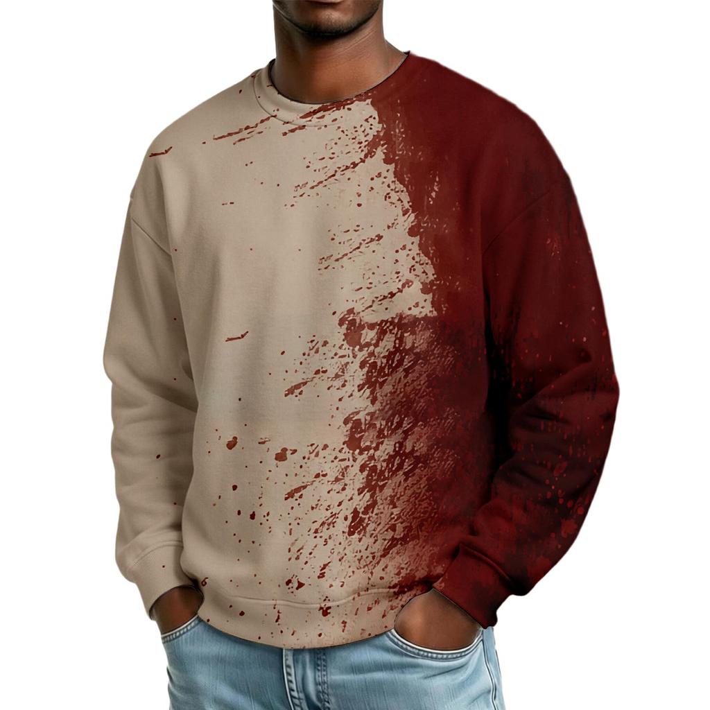 Men's Halloween Printed Neck Long Sleeve Sweatshirt for Casual Daily Wear