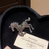 Classic Rhinestone Horse Brooches Year of The Horse Zodiac Animal Lapel Pins Jewelry Casual Metal Badge Pin for Women