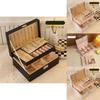 Classic Leather Jewelry Box With Multiple Layers For Elegant Storage Of Earrings Rings And Necklaces