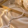 Sparkling Zircon Rhinestone Choker Water Drop Women Neck Jewelry Elegant Crystal Necklace  Gifts