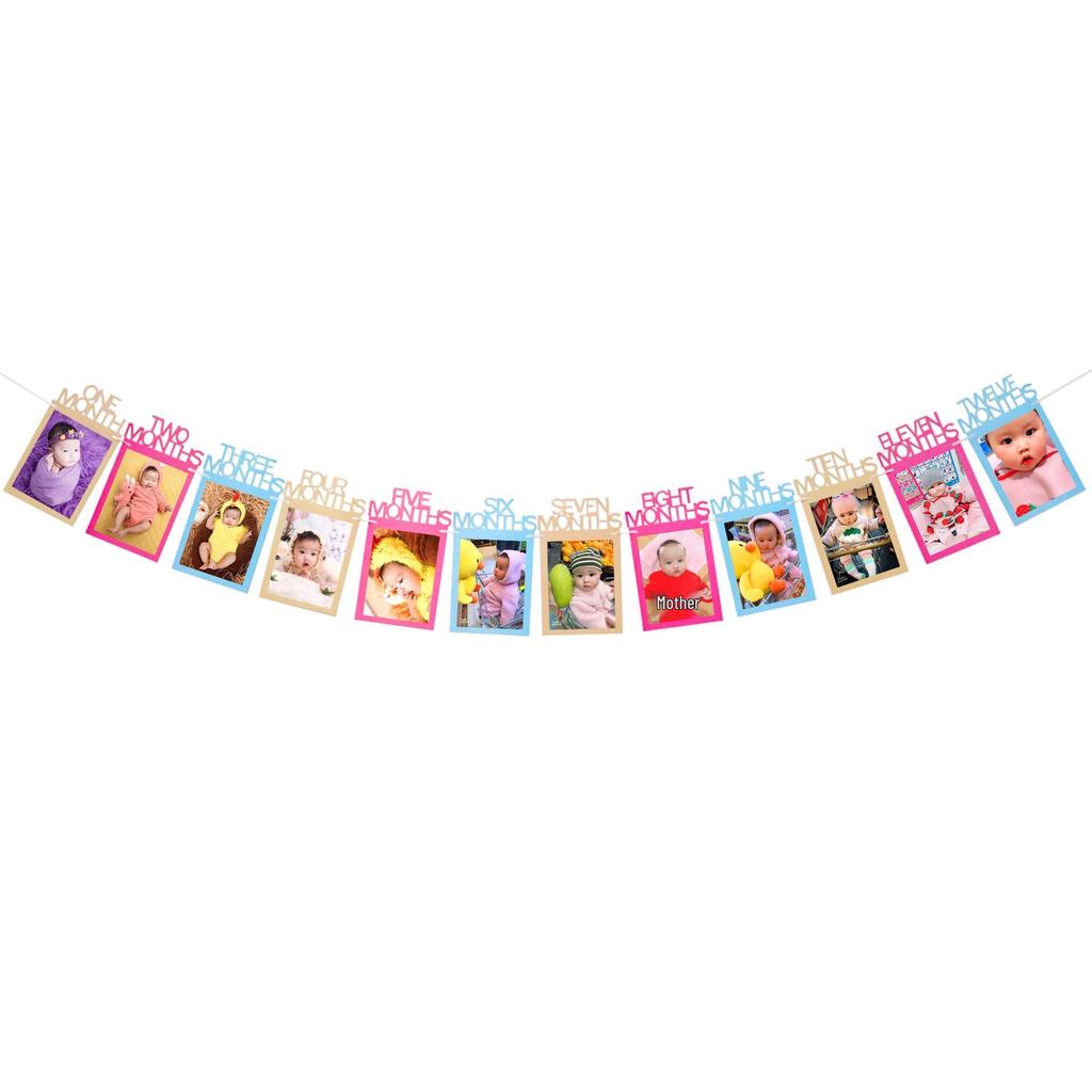 Baby's 100-Day Birthday Photo Frame Bunting - Decorative Wall Banner