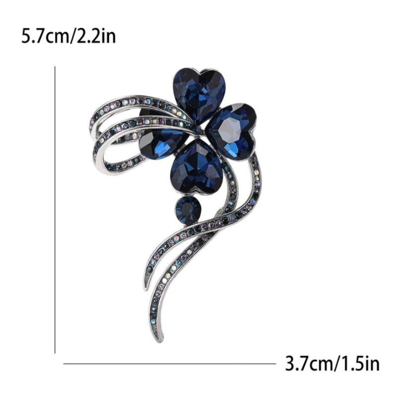Fashion Rhinestone Crystal Four Leaf Clover Brooches For Women Clothing Coat Jewelry Accessries Gifts