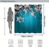 1Pc Cherry Blossom Shower Curtain With Gradient Teal Background - Serene Pink Blossoms On Curved Branches, Minimalist Aesthetic,