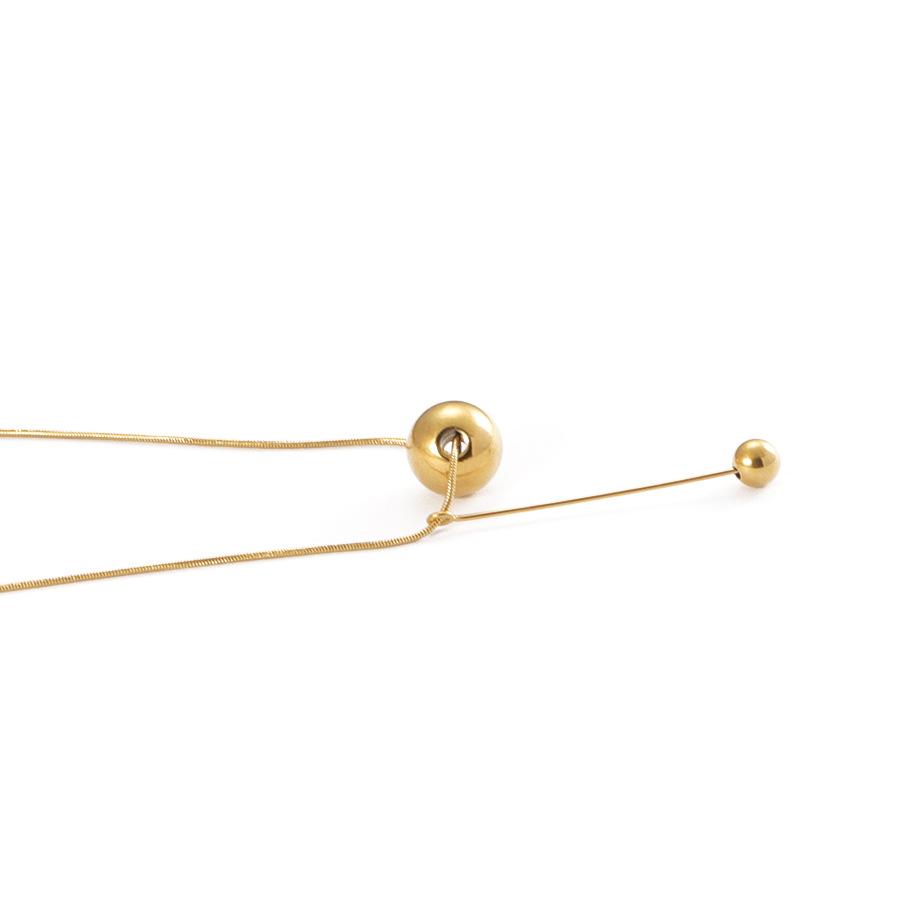 Stainless Steel Ball Necklace Women Geometric Trendy Tassel Charm Snake Chain Gold-color Light Luxury Exquisite