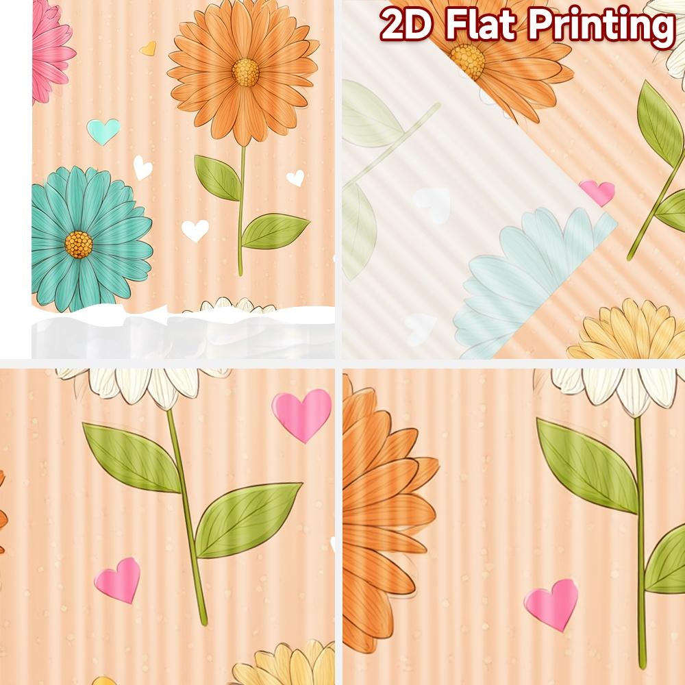 Flat Printing Curtains Without Rod Floral Hearts Delight Women Is Day Festival Creative Fabric Curtain Set Of 2 Made Polyester Washable