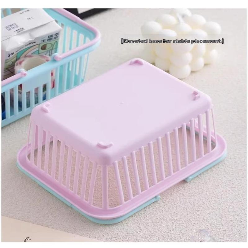 5Pc Macaron Color Mini Storage Baskets With Handle Desktop Bathroom Cosmetics Fruit Stationery Organizer
