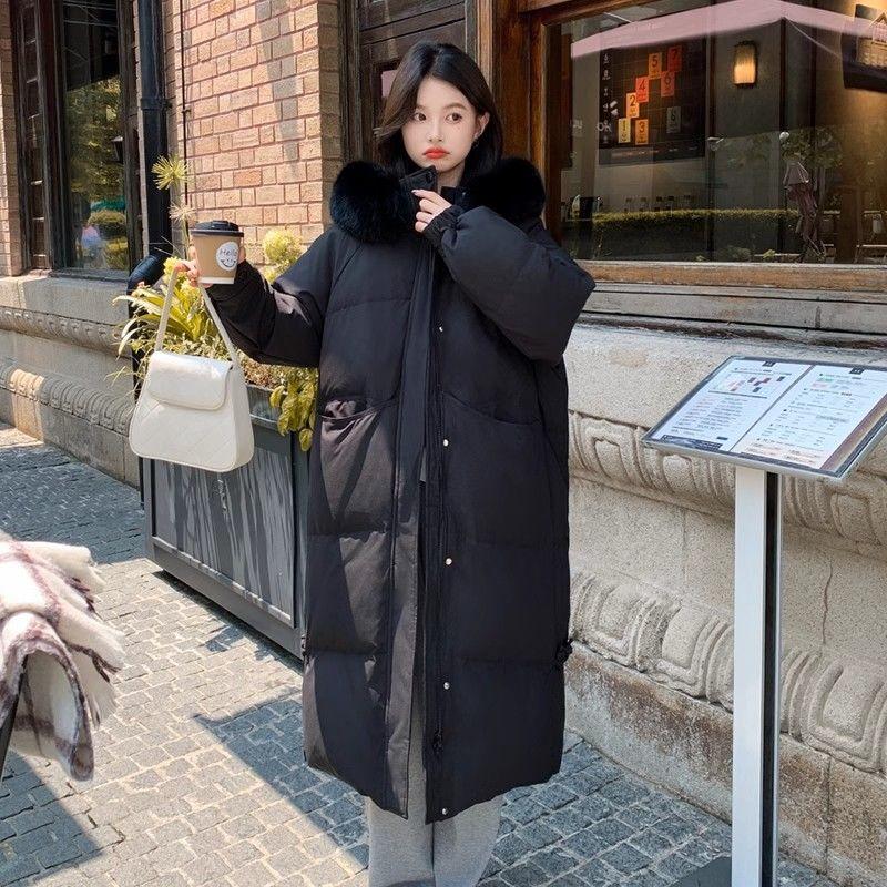Winter Loose Sweet Thickened Long Cotton with Hooded Coat for Women