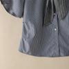 ZANZEA Blusa Casual de Mujer con Cuello Vuelto, Manga Corta Suelta a Rayas