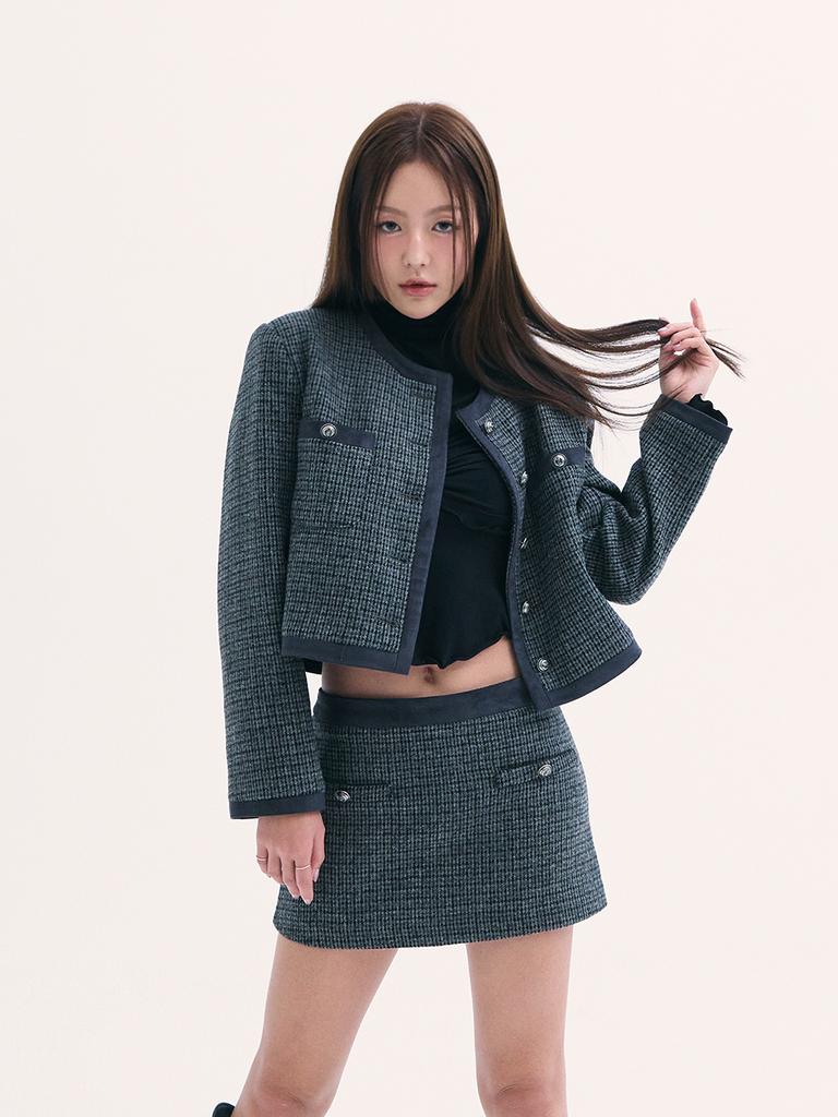 B ABLE TWO Leona Tweed Skirt Charcole