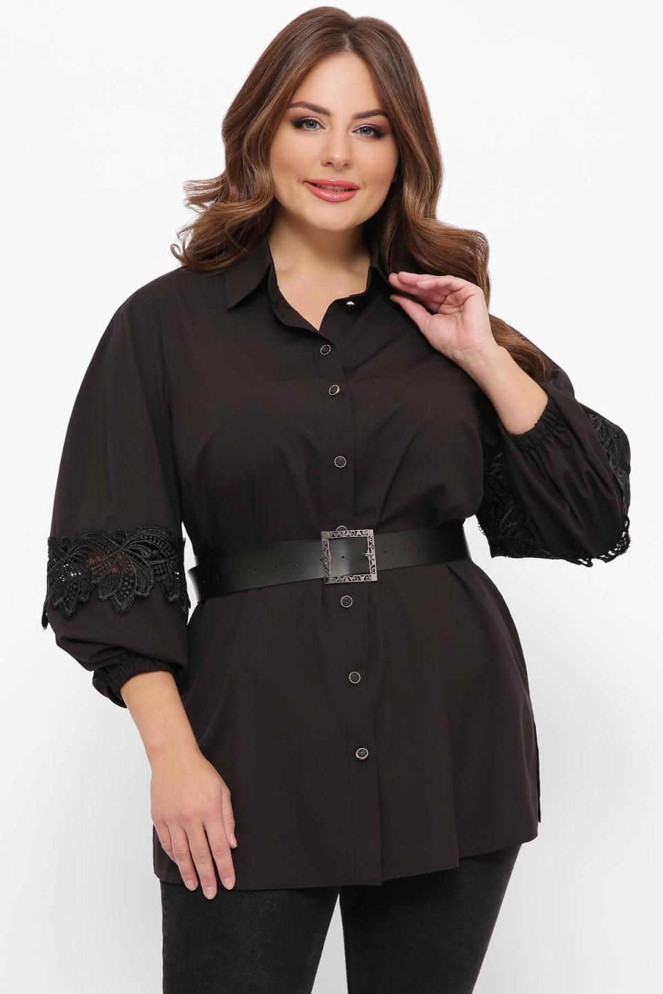 

Трикотажна блуза з мереживом Tatiana СОФТ 5XL чорний