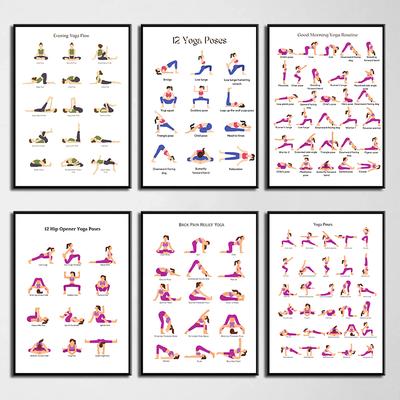Routine de Yoga Matinal Peinture sur Toile Exercice Postures de Yoga Affiches et Impressions Art Mural Moderne Image pour Décoration de Salle de Sport Studio de Yoga