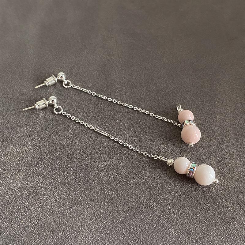 

925 Silver Queen Conch Double Pearl Fairy Dangle Earrings with Gourd Studs