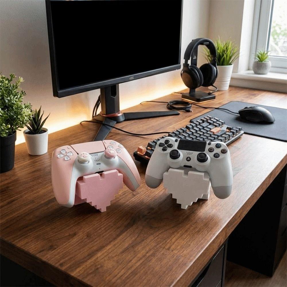 3D Printed Heart-Shaped Game Stand Plastic Prevents Falls Controller Holder Decorative Stable Base Desktop Craft Graduation Gift