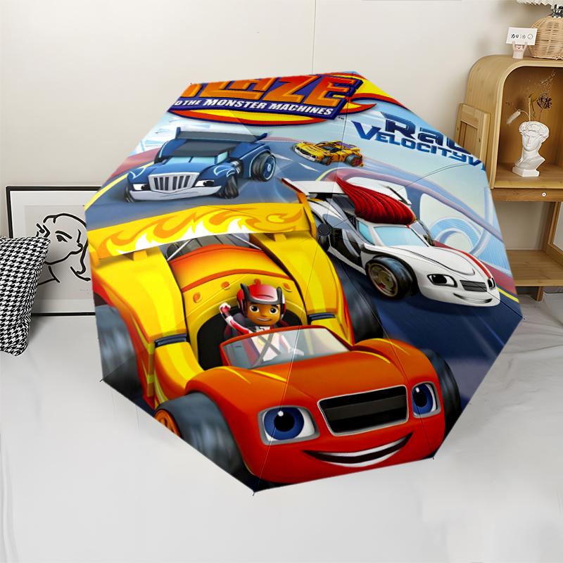 1pc Blaze and the Monster Machines (4) Umbrella, Sun Protection, And UV Shielding. It Has Eight Sturdy Ribs for Outdoor Use And Perfect Gift