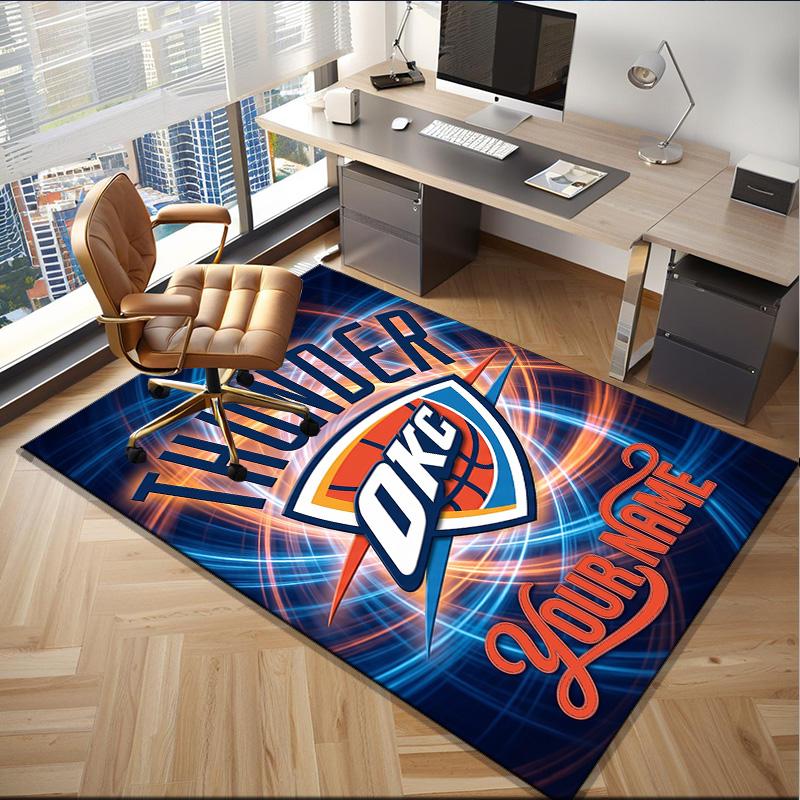Custom Name Rug Thunder Basketball Team Area Rug Suitable for Indoor And Outdoor,Carpets for Homes, Offices,Living Rooms,Home Decor,Christmas Gift