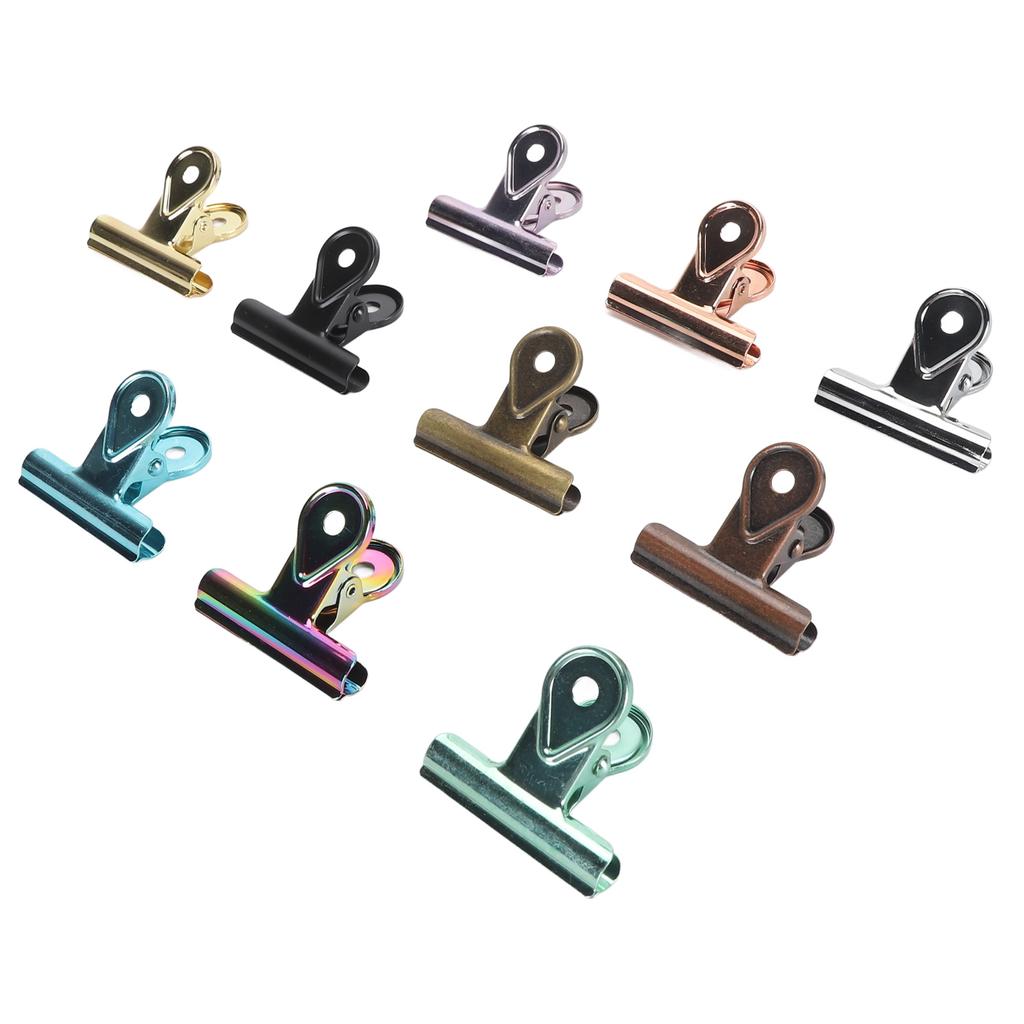 10pcs Colored Hinge Clips Dustproof Rustproof Electroplated Metal Hinge Clips Small Hanging Paper Cl