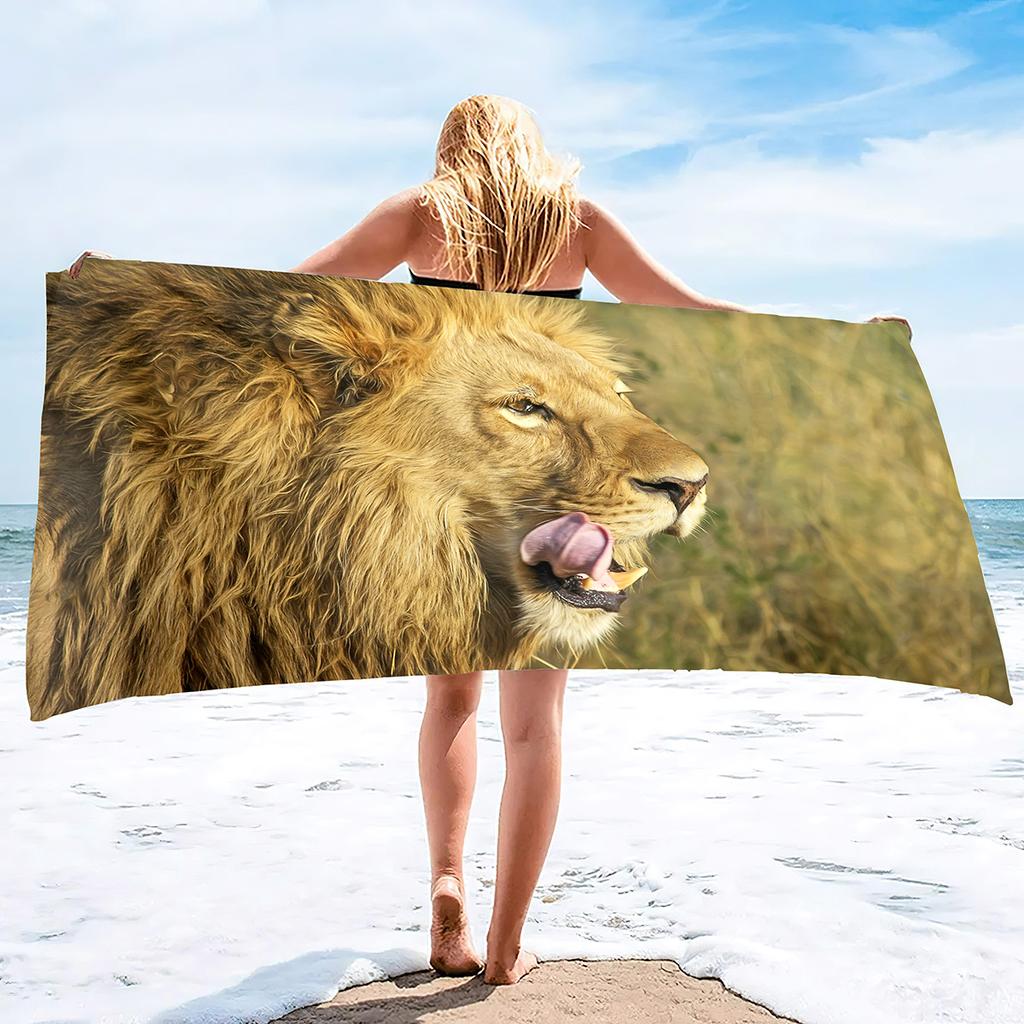 Lion Pattern Series Seaside Vacation Beach Towel Swimming Bath Towel Sports Towel