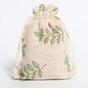 3Pcs / 5Pcs Gift Bags Linen Green Leaves Packaging Drawstring Pouches Gift Jewelry Packaging Wedding