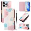 For iPhone 15 Pro Max Case Pattern Printing Wallet Phone Cover with Strap