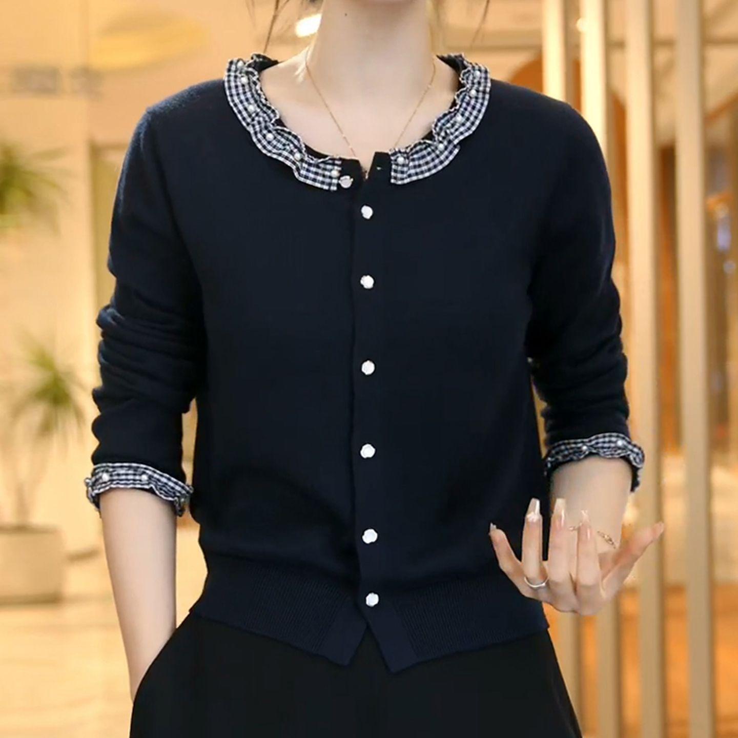 

2025 Autumn/Winter Plus-Size Women s Slimming Long-Sleeve Ruffle Collar Fleece T-Shirt 4XL чорний