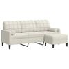 3 Seater Sofa with Footstool Cream 180 cm Velvet