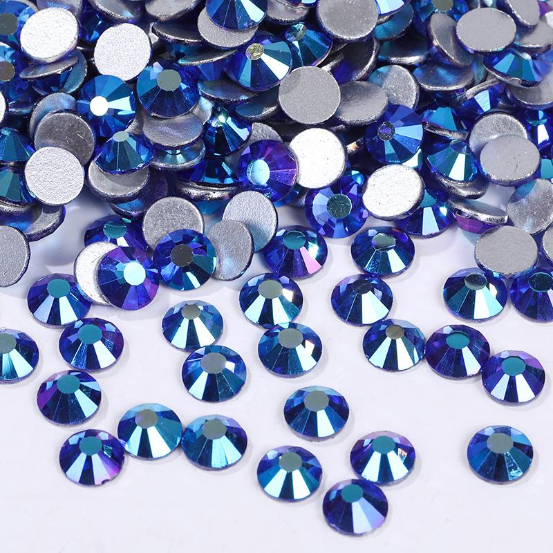 Color Ab Crystal Glass Flat Bottom Drill Round Nail Drill Diy Colorful Nail Jewelry