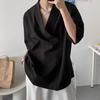 Männer Sommer Hemd V-ausschnitt Lose Baggy Einfarbig Weiche Hip Hop Halbarm Weiche Atmungsaktive Casual Pullover Streetwear Friseur top