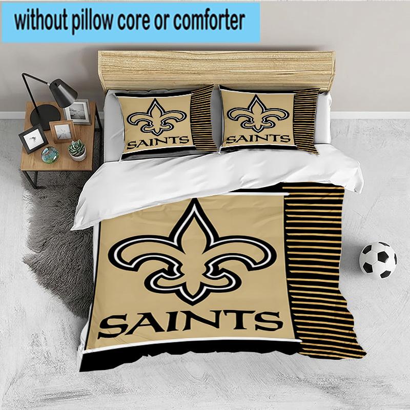 Who Dat Nation Football Bedding Set 3pcs, High Quality Bedding Set Including 1pc Duvet Cover And 2pcs Pillowcases for Bedroom, Dormitory Gift