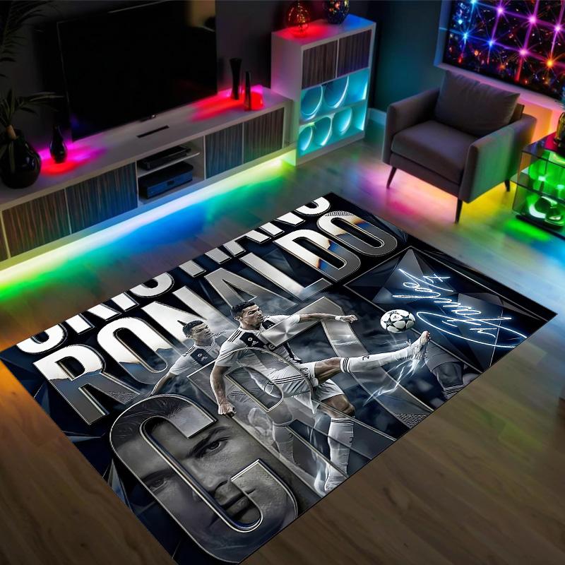 Tappeto in Cristallo Velluto Design Cristiano Ronaldo Accogliente Non?Tappeto Stampato Antiscivolo per Camera da Letto Soggiorno Ingresso