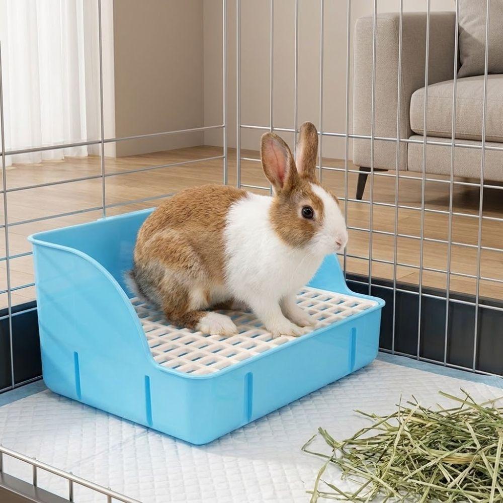 Anti Splashing Rabbit Litter Box Detachable Grids Small Animal Litter Pan  for Cage Use