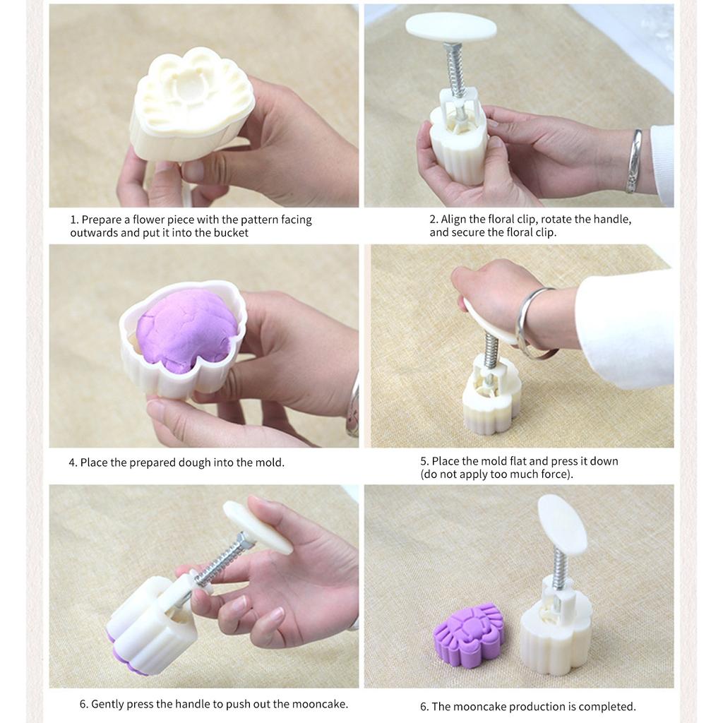 Cookie Stamps Flower Pattern Moon Cake Molds Hand Pressure Moon Cake Maker Bakings Tool for MidAutumn Festival
