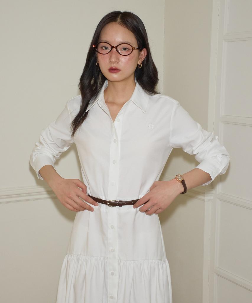 SALON DE YOHN Flare Long Shirt Dress_ White