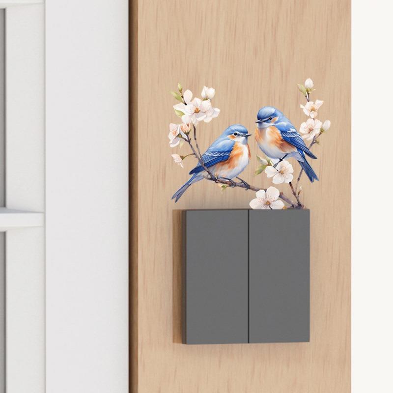 Bunte Äste, Vögel, Schlafzimmer, Wohnzimmer, Schalteraufkleber, Heimdekoration, Verschönerungswandaufkleber