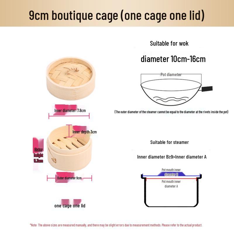Mini Bamboo Xiao Long Bao Steamer with Steaming Grid for Dumplings