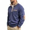 Men S Casual Loose Fleece Stand Collar Color Block Long Sleeve Sweatshirt