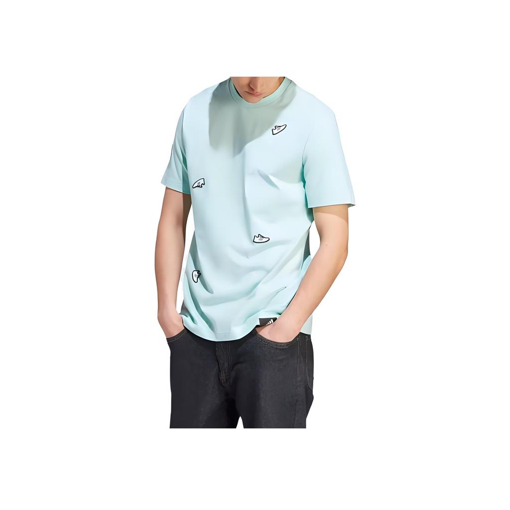 Adidas Originals Solid Color Crew Neck T-Shirt Men Tops Blue IL5381