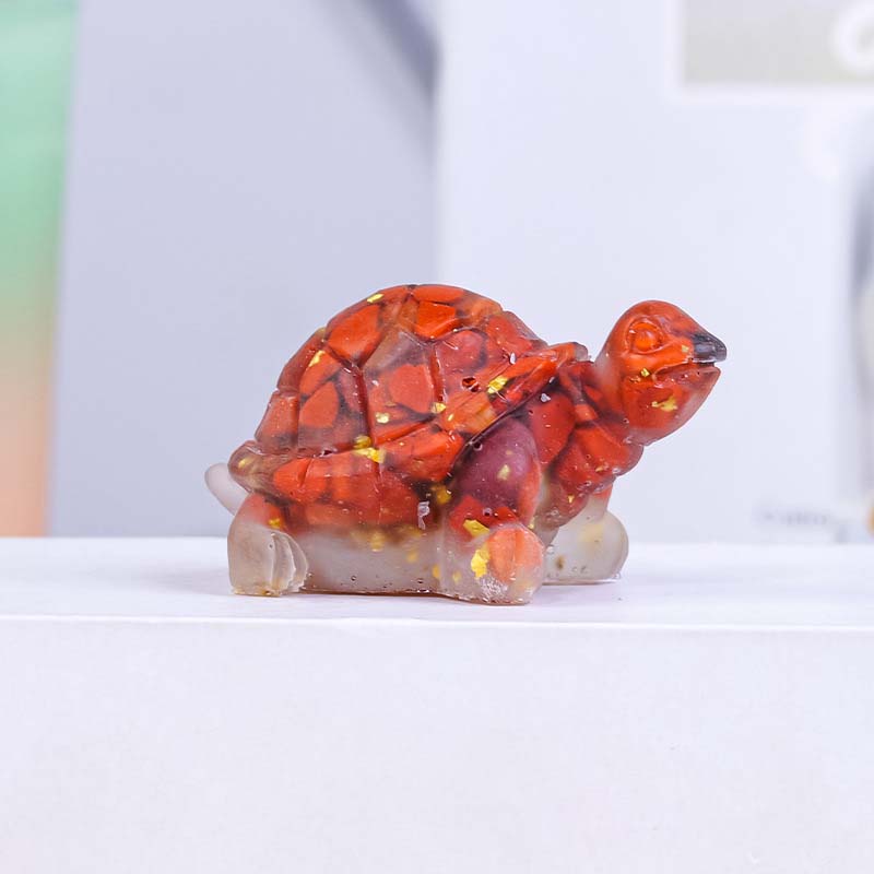 Turtle Natural Crushed Stone Decorative Ornament Crystal Raw Stone Animal Resin Drip Glue Craft Creative Jewelry Accessories